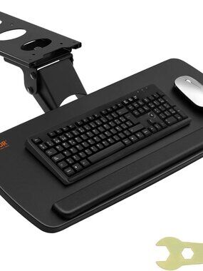 VEVOR Under-Desk Keyboard Tray, Adjustable for Height and Tilt, Slide-Out Design
